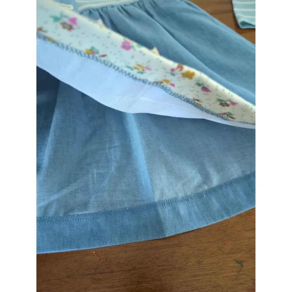Mini Boden Girls Appliqué Long Sleeve Dress Chambray Blue Horses size 5/6 NWT